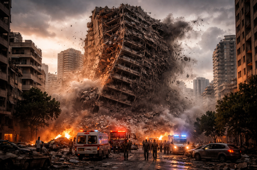 Israeli airstrike collapses Beirut building, panic spreads